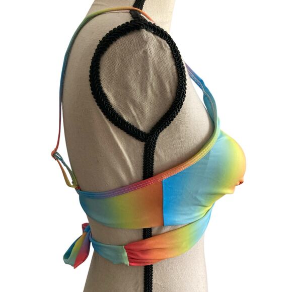 Amazon rainbow gradient tie dye padded push up bikini top size small - Picture 5 of 8